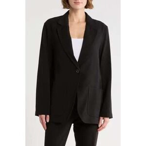 Max Studio Womens Black Single Button Blazer Jacket Size 6  Professional